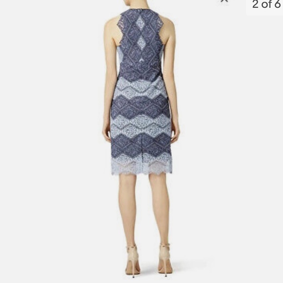 Erin Featherston Blue/grey Lace Sleeveless Dress Size 0 Fully Lined Great Cond. - Picture 2 of 6